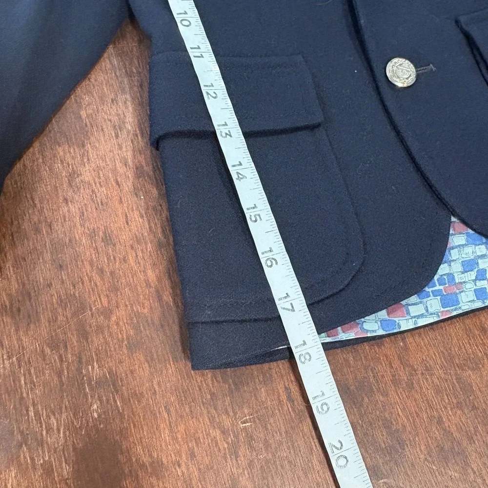 Vintage Twigs Boys Navy Blue‎ Blazer Sports Jacket Size 6 Wool 2-Button Preppy